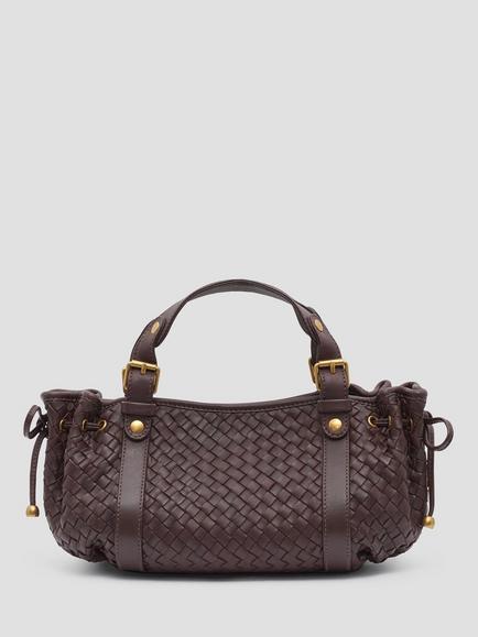 Gerard Darel 12H Woven Leather Grab Bag, Redwine - view 2, Redwine