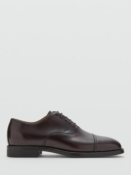 Mango Heritage Leather Cap-Toe Oxford Dress Shoes, Brown, Brown