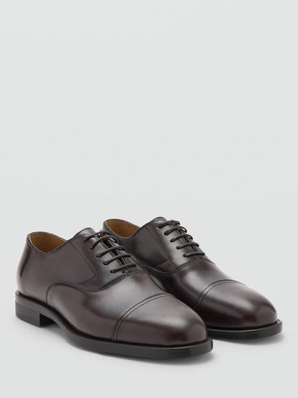 Mango Heritage Leather Cap-Toe Oxford Dress Shoes, Brown - view 2, Brown
