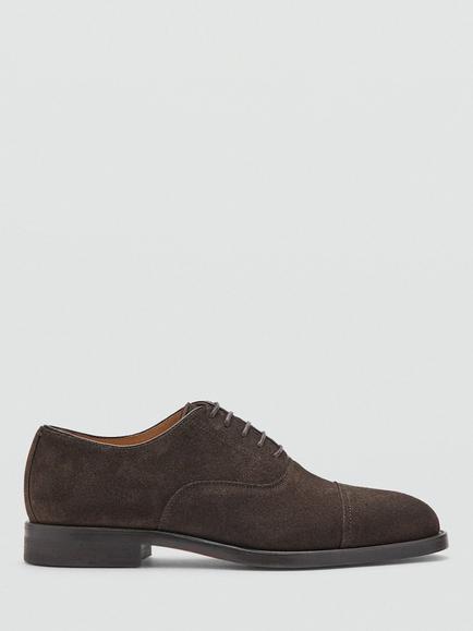 Mango Suede Cap Toe Oxford Lace Up Shoes, Chocolate, Chocolate