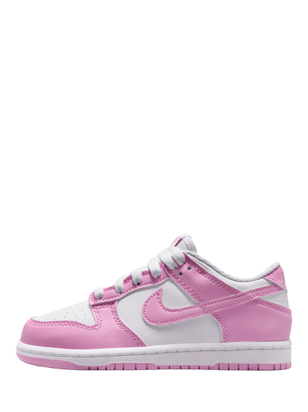 Nike Kids' Dunk Low Trainers, White/Pink - view 2, White/Pink