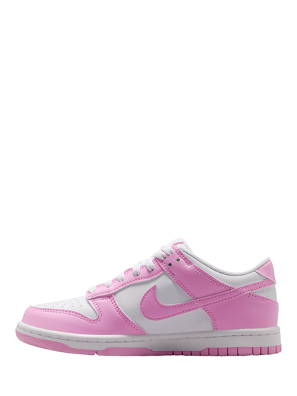 Nike Kids' Dunk Low Trainers, White/Pink - view 2, White/Pink