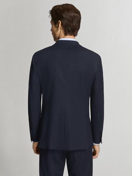 Mango Slim Cut Double Breasted Blazer, Navy - view 2, Navy