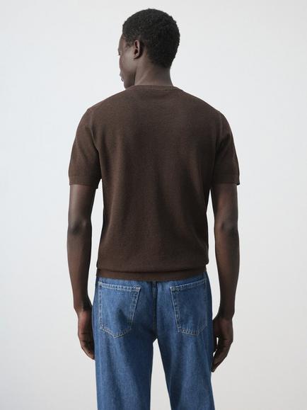 Mango Crew Neck Cotton T-Shirt, Brown - view 2, Brown