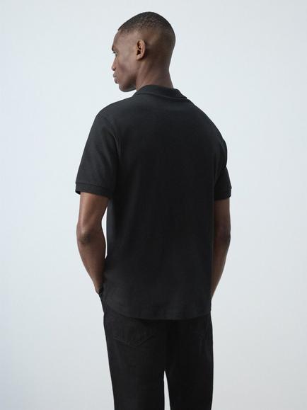 Mango Cotton Polo Shirt, Black - view 2, Black