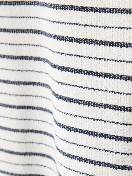 Mango Striped Short Sleeve Polo Shirt, Off White - view 2, Off White