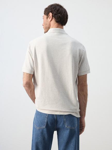 Mango Regular Fit Short Sleeve Polo Shirt - view 2, Beige
