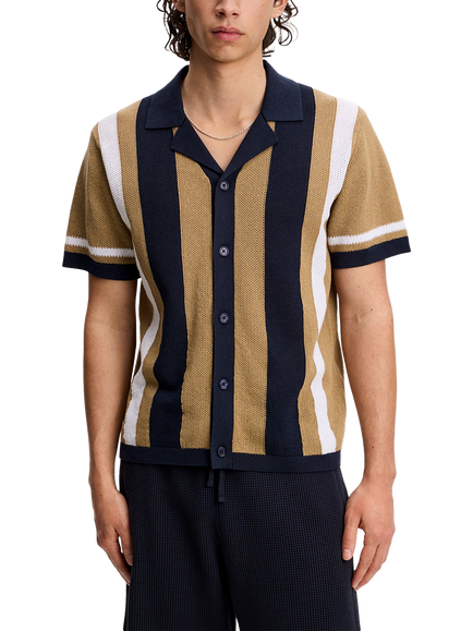 J.Lindeberg Remus Button Through Short Sleeve Cotton Linen Blend Shirt, Kelp