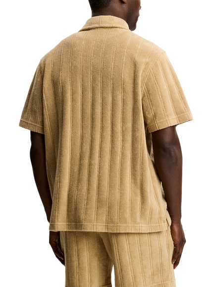 J.Lindeberg Ted Button Through Short Sleeve Cotton Shirt, Kelp - view 2, Kelp