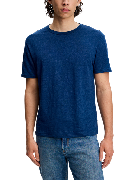 J.Lindeberg Coma Crew Neck Linen T-Shirt, Estate Blue, Estate Blue