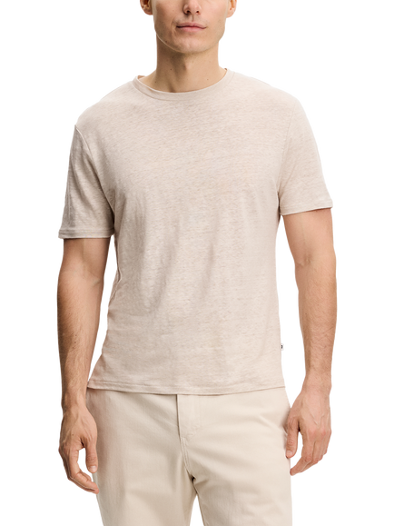 J.Lindeberg Coma Crew Neck Linen T-Shirt, Moonbeam, Moonbeam