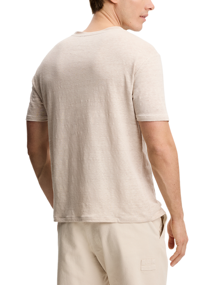 J.Lindeberg Coma Crew Neck Linen T-Shirt, Moonbeam - view 2, Moonbeam