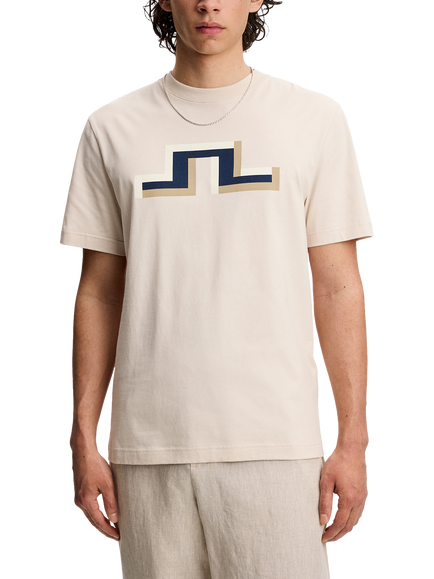 J.Lindeberg Parcie Seasonal Crew Neck Cotton T-Shirt, Moonbeam, Moonbeam