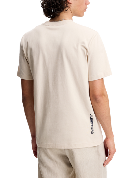 J.Lindeberg Parcie Seasonal Crew Neck Cotton T-Shirt, Moonbeam - view 2, Moonbeam