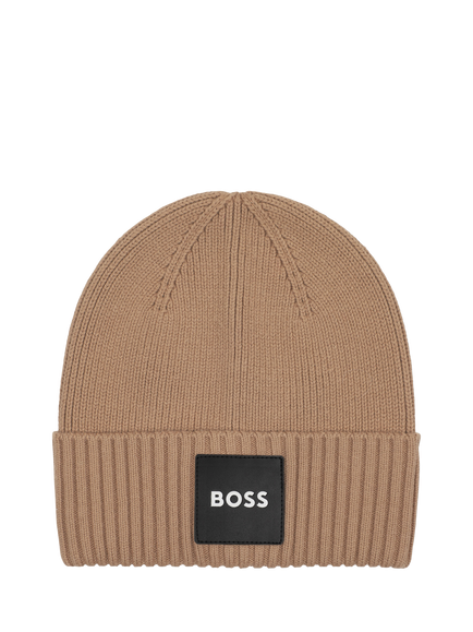 HUGO BOSS Kids' Cotton Blend Beanie Hat, Cookie, Cookie