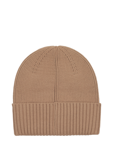 HUGO BOSS Kids' Cotton Blend Beanie Hat, Cookie - view 2, Cookie