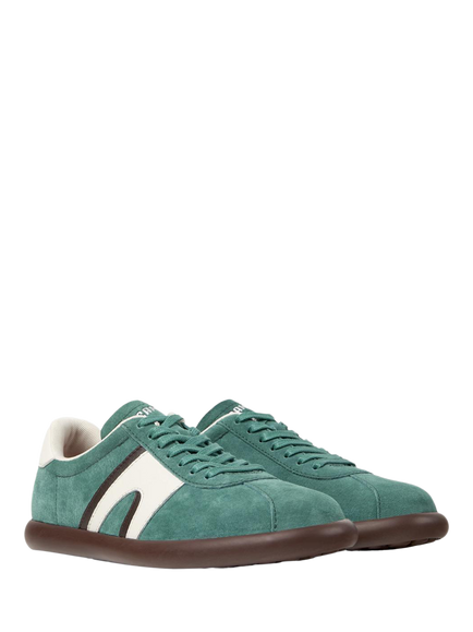 Camper Pelotas Soller Leather Lace Up Trainers, Green - view 2, Green