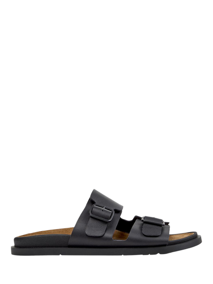 Camper Lluc Sandal Leather Wide Strap Footbed Sandals, Black, Black