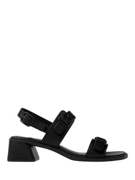 Camper Kora Leather Strappy Sandals, Black, Black