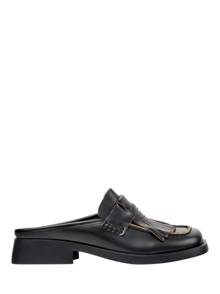 Camper Donna Twins Leather Mules, Black, Black