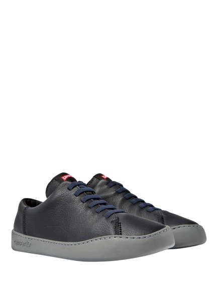 Camper Peu Touring Leather Lace Up Trainers, Black - view 2, Black