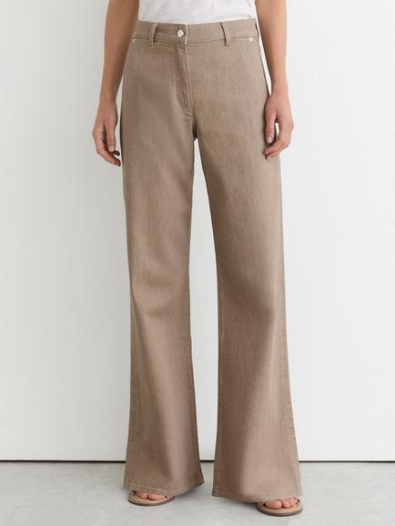 Reiss Petite Addie Mid Rise Wide Leg Jeans, Sand, Sand