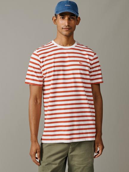 Aubin Fore Striped Cotton T-Shirt, Red