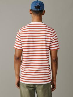 Aubin Fore Striped Cotton T-Shirt - view 2, Red