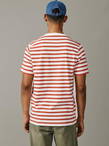 Aubin Fore Striped Cotton T-Shirt - view 2, Red