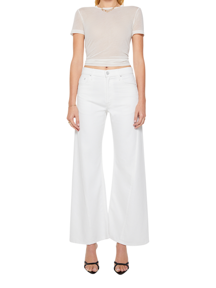 MOTHER SNACKS The Lemon Twist High Rise Wide Leg Ankle Jeans, White, White