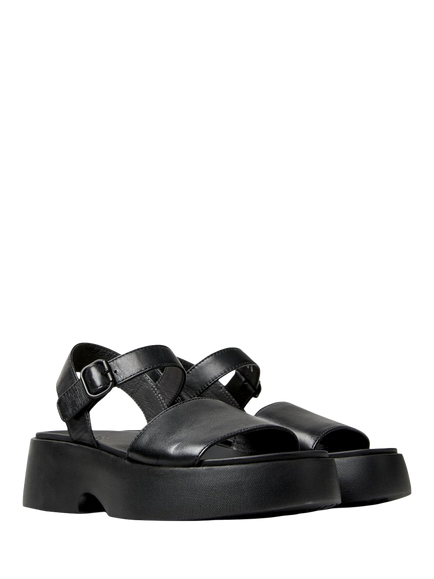 Camper Tasha Leather Strappy Sandals, Black - view 2, Black