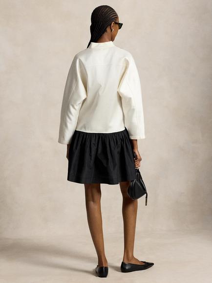 Polo Ralph Lauren A-Line Taffeta Skirt Mini Dress, Cream/Black - view 2, Cream/Black