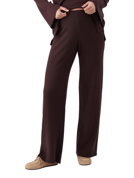Ripe Dallas Rib Knit Maternity Trousers, Cocoa, Cocoa