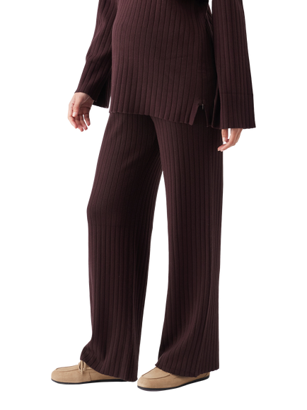Ripe Dallas Rib Knit Maternity Trousers, Cocoa - view 2, Cocoa