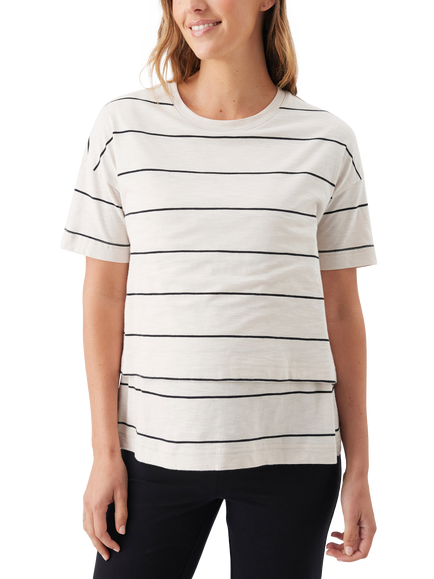 Ripe Claudette Striped Maternity and Nursing T-Shirt, Ecru/Black - view 2, Ecru/Black
