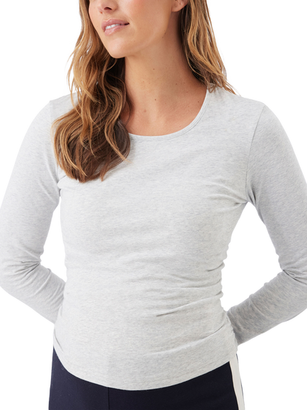 Ripe Ruched Long Sleeve Maternity Top, Silver Marl - view 2, Silver Marl