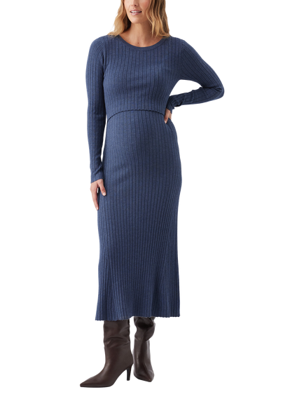 Ripe Eden Knit Jumper Nursing Dress, Denim Marl