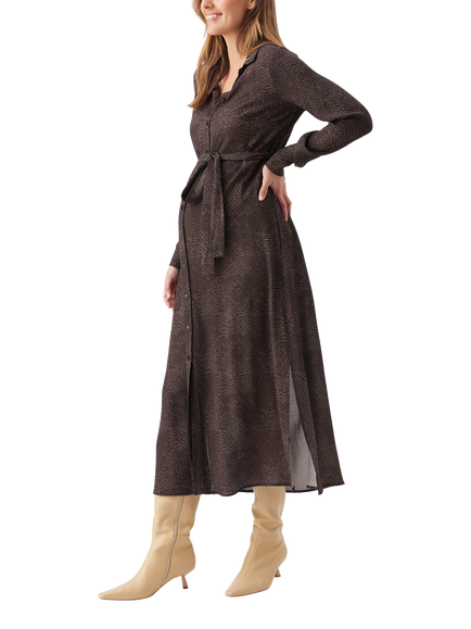 Ripe Helena Maternity Shirt Dress, Chocolate - view 2, Chocolate