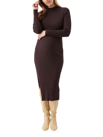 Ripe Nella Rib Knit Maternity & Nursing Dress, Cocoa