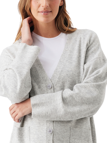 Ripe Chelsea V-Neck Maternity Cardigan, Silver Marle - view 2, Silver Marle