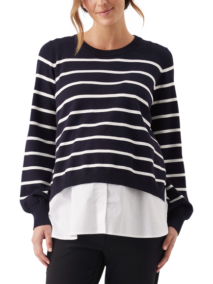 Ripe Anna Detachable Knitted Maternity and Nursing Jumper, Midnight/White, Midnight/White