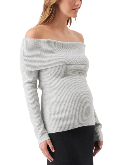 Ripe Maisy Off Shoulder Maternity Jumper, Silver Marl - view 2, Silver Marl