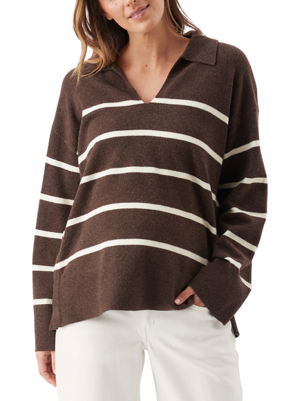 Ripe Scout Striped Maternity and Nursing Jumper, Chocolate/White, Chocolate/White
