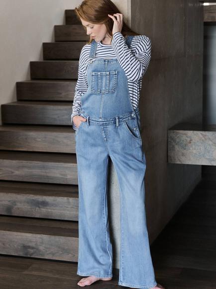 Ripe Parker Denim Maternity Dungarees, Vintage Wash - view 2, Vintage Wash