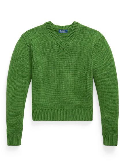 Polo Ralph Lauren Pure Cashmere V-Neck Jumper, New Lawn, New Lawn