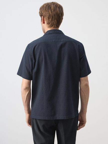 Mango Regular Fit Revere Collar Shirt, Navy - view 2, Navy