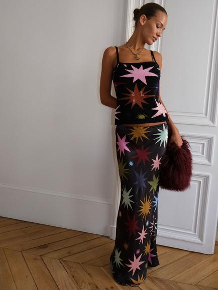 Never Fully Dressed Dorris Star Skirt, Black/Multi, Black/Multi