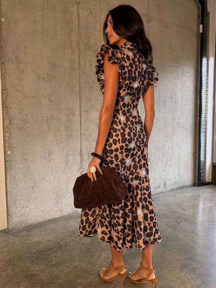 Never Fully Dressed Lemi Heart Leopard Dress, Brown/Multi - view 2, Brown/Multi