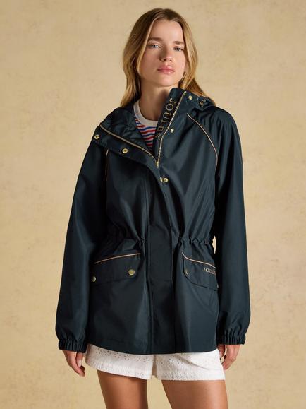 Joules Waterproof Packable Hooded Raincoat, Navy, Navy