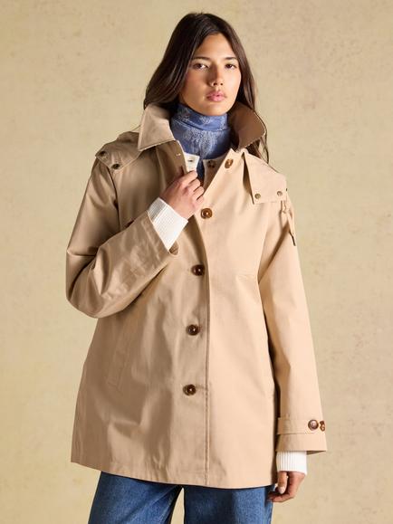 Joules Rainmore Cotton Rich Raincoat, Neutral, Neutral
